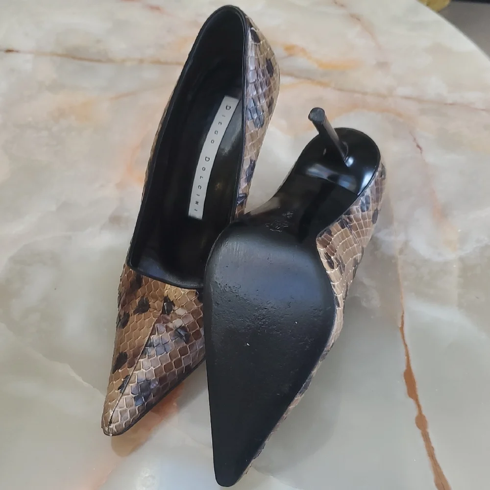 Taupe Snake Skin Stilletto HEELS - Picture 3 of 4